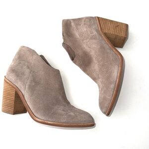 JEFFREY CAMPBELL Womens 7.5 Gray Tan Suede 3.5" Heeled Kamen Boots Booties A2